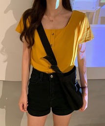 urge：（アージコロン ）の「【URGE：】 半袖 リブ ショート プルオーバー（Tシャツ/カットソー）」