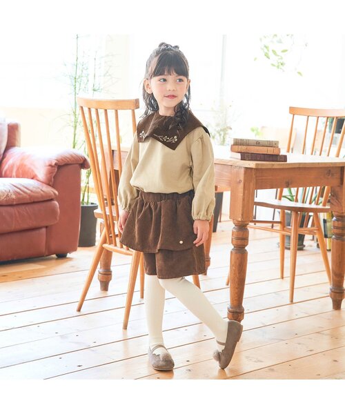 apres les cours（アプレレクール）の「WEB限定 フラワー刺繍衿付きトレーナー（スウェット・キッズ・アイボリー/キャメル・90/100/110/120/80/130）」の3枚目の写真