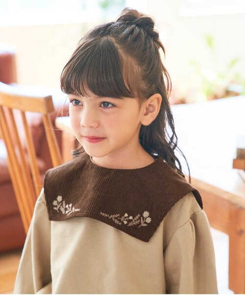 apres les cours（アプレレクール）の「WEB限定 フラワー刺繍衿付きトレーナー（スウェット・キッズ・アイボリー/キャメル・90/100/110/120/80/130）」の17枚目の写真