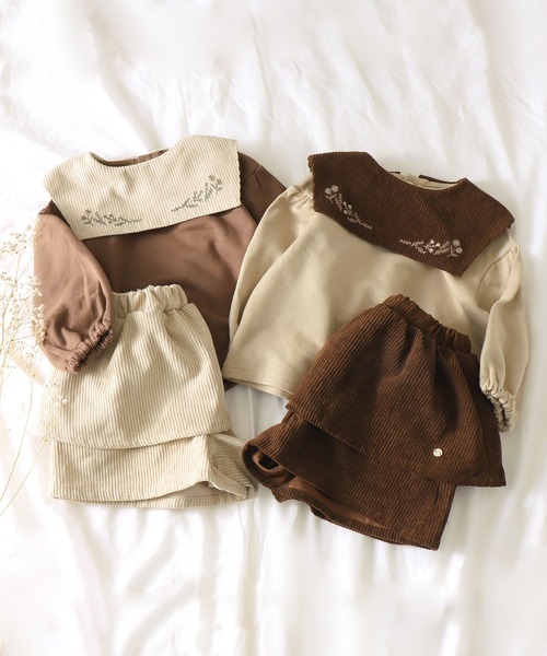 apres les cours（アプレレクール）の「WEB限定 フラワー刺繍衿付きトレーナー（スウェット・キッズ・アイボリー/キャメル・90/100/110/120/80/130）」の19枚目の写真