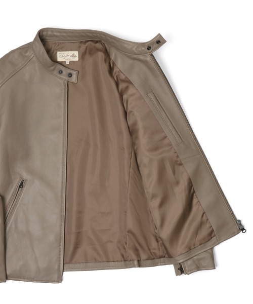 The DUFFER of ST.GEORGE(ザダファーオブセントジョージ)の「SINGLE RIDERS:シープナッパ シングル ライダースジャケット(ライダースジャケット・メンズ・ネイビー/サンドグレー/ブラック・LARGE/MEDIUM/X-LARGE/SMALL)」の13枚目の写真