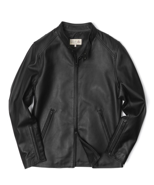 The DUFFER of ST.GEORGE(ザダファーオブセントジョージ)の「SINGLE RIDERS:シープナッパ シングル ライダースジャケット(ライダースジャケット・メンズ・ネイビー/サンドグレー/ブラック・LARGE/MEDIUM/X-LARGE/SMALL)」の17枚目の写真