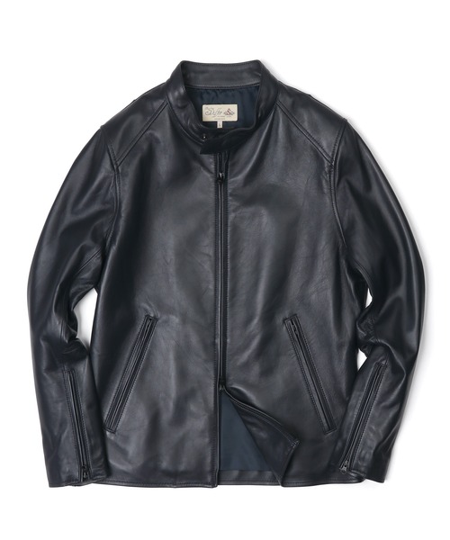 The DUFFER of ST.GEORGE(ザダファーオブセントジョージ)の「SINGLE RIDERS:シープナッパ シングル ライダースジャケット(ライダースジャケット・メンズ・ネイビー/サンドグレー/ブラック・LARGE/MEDIUM/X-LARGE/SMALL)」の15枚目の写真