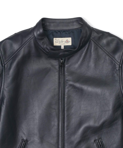 The DUFFER of ST.GEORGE(ザダファーオブセントジョージ)の「SINGLE RIDERS:シープナッパ シングル ライダースジャケット(ライダースジャケット・メンズ・ネイビー/サンドグレー/ブラック・LARGE/MEDIUM/X-LARGE/SMALL)」の9枚目の写真
