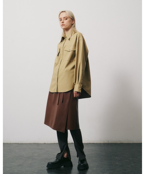 LE CIEL BLEU（ルシェルブルー）の「Faux Leather Shirt（シャツ 