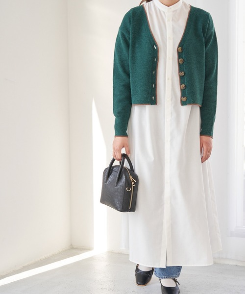 ROPE' PICNIC（ロペピクニック）の「【WEB限定】配色ショート丈カーディガン（カーディガン/ボレロ・レディース・ベージュ系その他/ダークグリーン/グレー・38）」の17枚目の写真