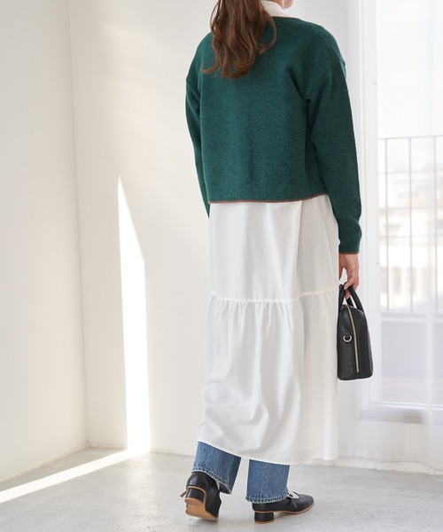 ROPE' PICNIC（ロペピクニック）の「【WEB限定】配色ショート丈カーディガン（カーディガン/ボレロ・レディース・ベージュ系その他/ダークグリーン/グレー・38）」の12枚目の写真