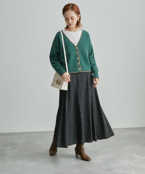 ROPE' PICNIC（ロペピクニック）の「【WEB限定】配色ショート丈カーディガン（カーディガン/ボレロ・レディース・ベージュ系その他/ダークグリーン/グレー・38）」の21枚目の写真