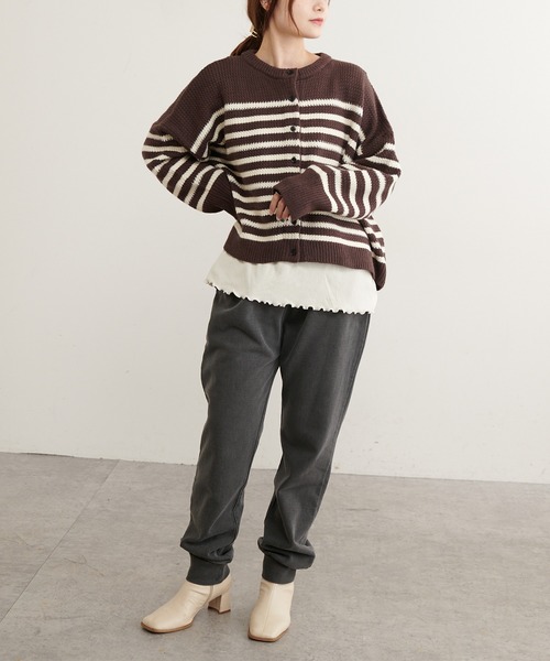 PUAL CE CIN(ピュアルセシン)の「パネルボーダーニットカーディガン(カーディガン/ボレロ・レディース・ブラウン/ブルー/アイボリー・FREE)」の17枚目の写真