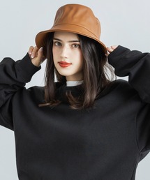 newhattan（ニューハッタン）の「newhattan ニューハッタン フェイクレザーバケットハット（ハット・レディース）」