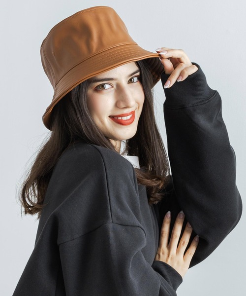 newhattan（ニューハッタン）の「newhattan ニューハッタン フェイクレザーバケットハット（ハット・メンズ・ブラック/ベージュ/ブラウン/チャコール・S/L）」の9枚目の写真