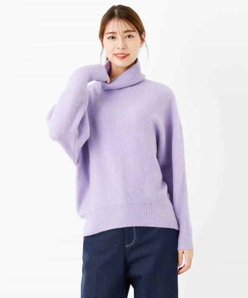 MK MICHEL KLEIN（エムケーミッシェルクラン）の「タートルネック カラーニット/洗える（ニット/セーター・レディース・ホワイト/ライトグレー/ベージュ/オリーブ/グリーン/ラベンダー/レモンイエロー・38）」の17枚目の写真