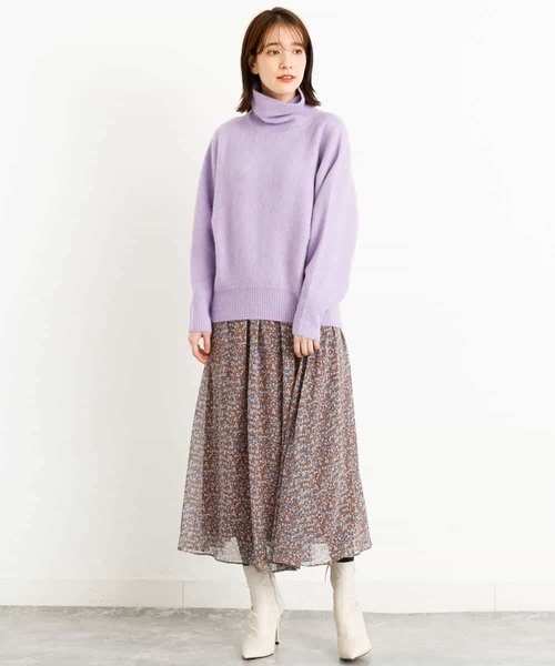 MK MICHEL KLEIN（エムケーミッシェルクラン）の「タートルネック カラーニット/洗える（ニット/セーター・レディース・ホワイト/ライトグレー/ベージュ/オリーブ/グリーン/ラベンダー/レモンイエロー・38）」の21枚目の写真