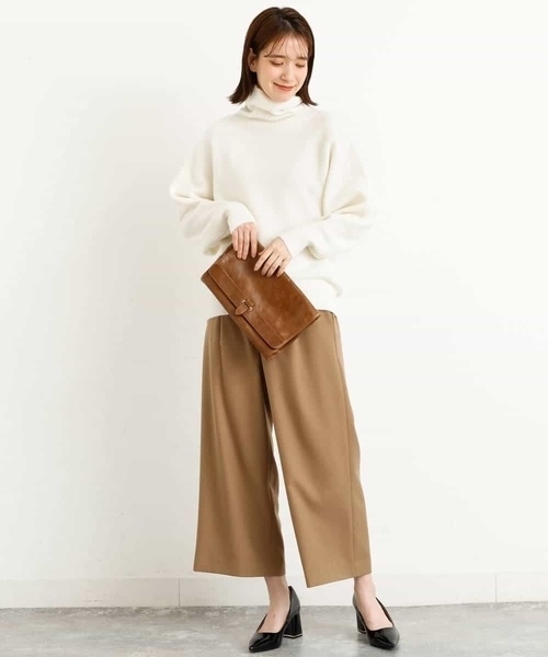 MK MICHEL KLEIN（エムケーミッシェルクラン）の「タートルネック カラーニット/洗える（ニット/セーター・レディース・ホワイト/ライトグレー/ベージュ/オリーブ/グリーン/ラベンダー/レモンイエロー・38）」の9枚目の写真