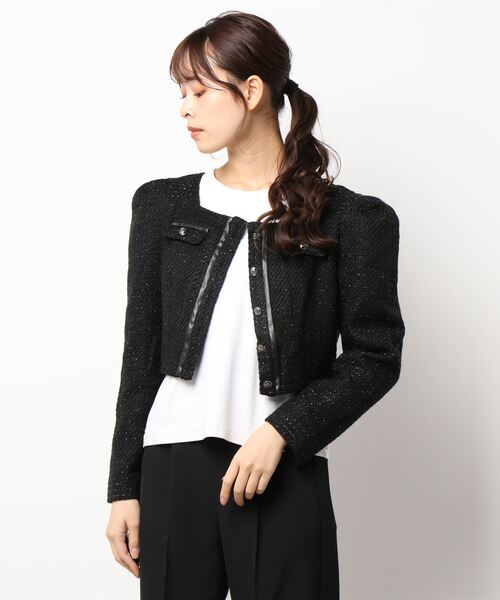 ANDGEEBEE（アンジービー）の「ツィードショートトップス（ノーカラージャケット・レディース・アイボリー/ブラック・MEDIUM）」の10枚目の写真