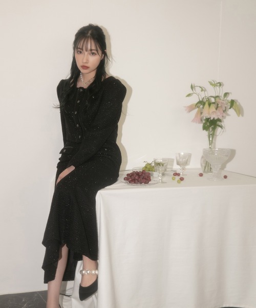 ANDGEEBEE（アンジービー）の「ツィードショートトップス（ノーカラージャケット・レディース・アイボリー/ブラック・MEDIUM）」の13枚目の写真