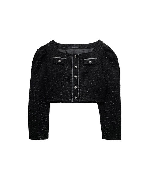 ANDGEEBEE（アンジービー）の「ツィードショートトップス（ノーカラージャケット・レディース・アイボリー/ブラック・MEDIUM）」の19枚目の写真