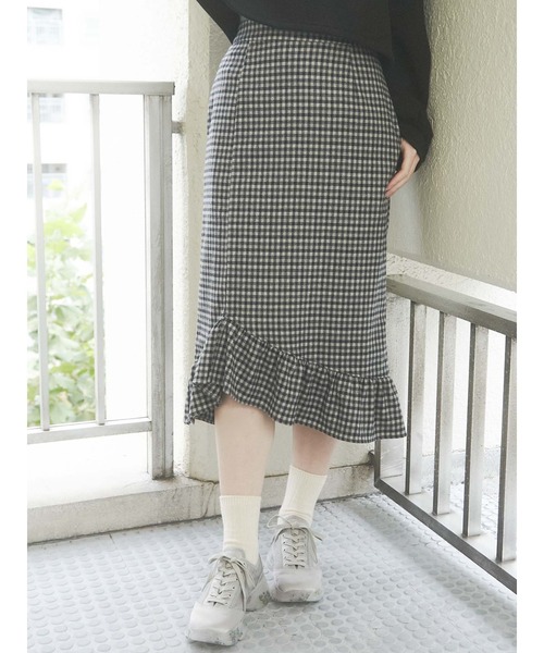 merry jenny（メリージェニー）の「ギンガムマーメイドスカート（スカート・レディース・ブラック/キャメル・FREE）」の2枚目の写真