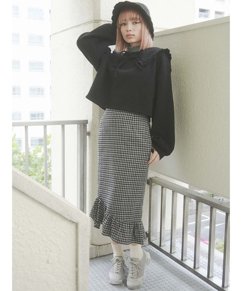 merry jenny（メリージェニー）の「ギンガムマーメイドスカート（スカート・レディース・ブラック/キャメル・FREE）」の3枚目の写真