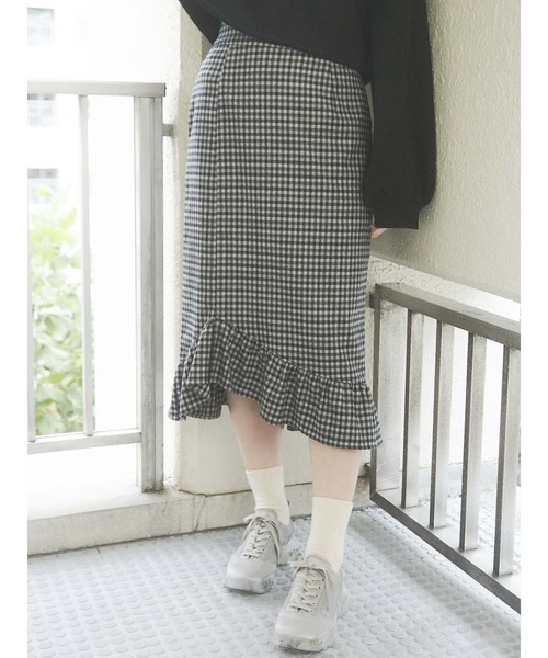 merry jenny（メリージェニー）の「ギンガムマーメイドスカート（スカート・レディース・ブラック/キャメル・FREE）」の4枚目の写真