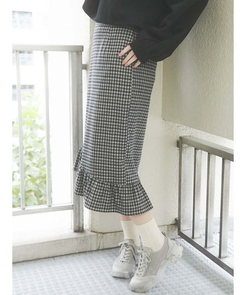 merry jenny（メリージェニー）の「ギンガムマーメイドスカート（スカート・レディース・ブラック/キャメル・FREE）」の5枚目の写真