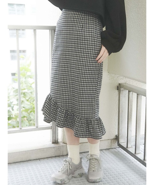 merry jenny（メリージェニー）の「ギンガムマーメイドスカート（スカート・レディース・ブラック/キャメル・FREE）」の6枚目の写真