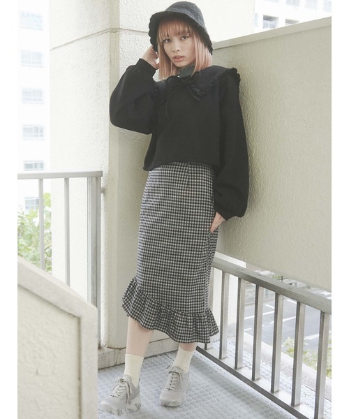 merry jenny（メリージェニー）の「ギンガムマーメイドスカート（スカート・レディース・ブラック/キャメル・FREE）」の7枚目の写真