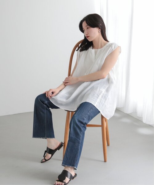 MJUKA.（ミューカ）の「AZUMADAKI DYEING RAMIE SLEEVELESS BLOUSE（シャツ/ブラウス・レディース・ホワイト/ブラック/パープル/サックスブルー・FREE）」の8枚目の写真