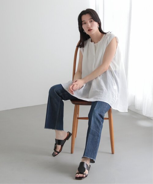 MJUKA.（ミューカ）の「AZUMADAKI DYEING RAMIE SLEEVELESS BLOUSE（シャツ/ブラウス・レディース・ホワイト/ブラック/パープル/サックスブルー・FREE）」の9枚目の写真