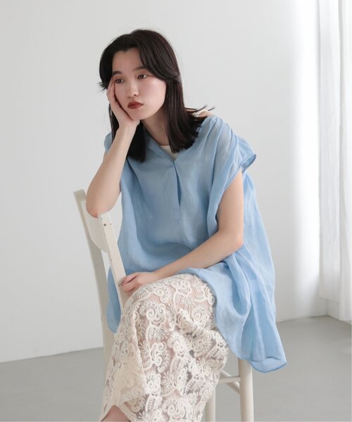 MJUKA.（ミューカ）の「AZUMADAKI DYEING RAMIE SLEEVELESS BLOUSE（シャツ/ブラウス・レディース・ホワイト/ブラック/パープル/サックスブルー・FREE）」の14枚目の写真
