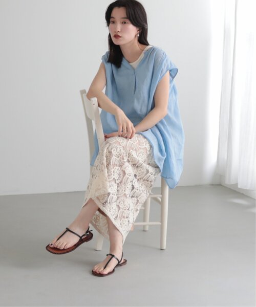 MJUKA.（ミューカ）の「AZUMADAKI DYEING RAMIE SLEEVELESS BLOUSE（シャツ/ブラウス・レディース・ホワイト/ブラック/パープル/サックスブルー・FREE）」の15枚目の写真