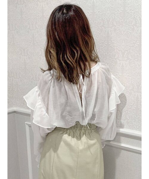 dazzlin（ダズリン）の「スリーブプリーツブラウス（シャツ/ブラウス・レディース・パープル/オフホワイト/イエロー・FREE）」の6枚目の写真