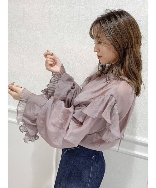 dazzlin（ダズリン）の「スリーブプリーツブラウス（シャツ/ブラウス・レディース・パープル/オフホワイト/イエロー・FREE）」の12枚目の写真