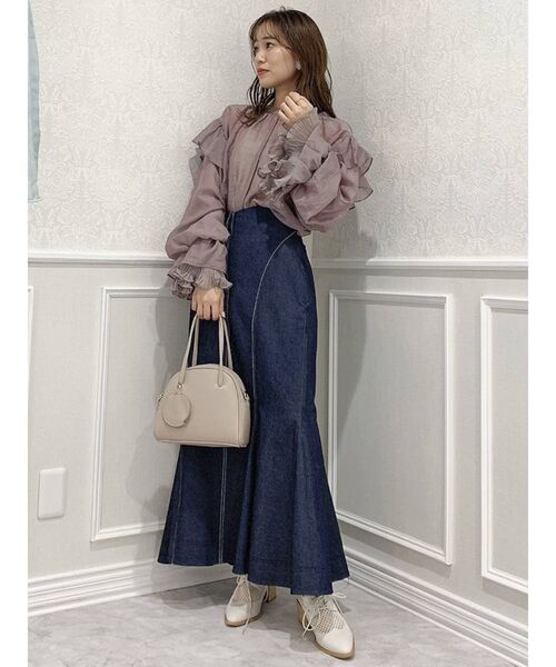 dazzlin（ダズリン）の「スリーブプリーツブラウス（シャツ/ブラウス・レディース・パープル/オフホワイト/イエロー・FREE）」の5枚目の写真