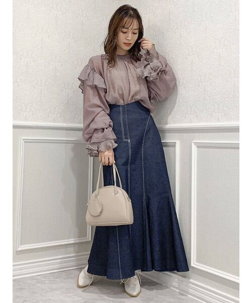 dazzlin（ダズリン）の「スリーブプリーツブラウス（シャツ/ブラウス・レディース・パープル/オフホワイト/イエロー・FREE）」の9枚目の写真