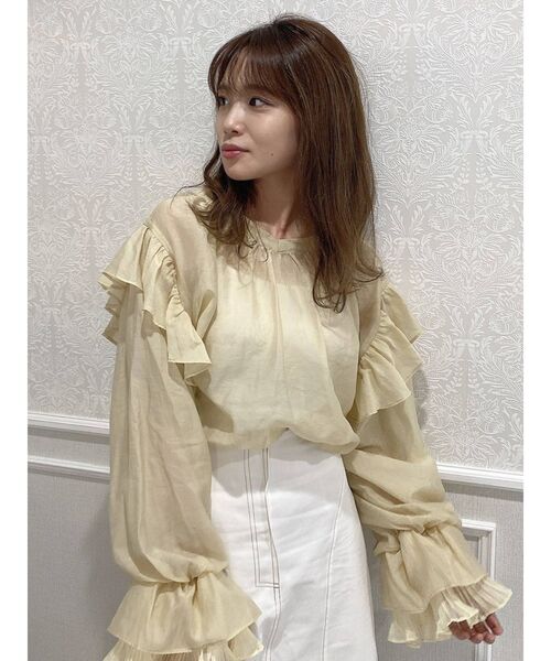 dazzlin（ダズリン）の「スリーブプリーツブラウス（シャツ/ブラウス・レディース・パープル/オフホワイト/イエロー・FREE）」の20枚目の写真