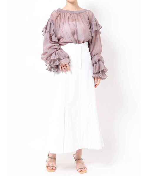 dazzlin（ダズリン）の「スリーブプリーツブラウス（シャツ/ブラウス・レディース・パープル/オフホワイト/イエロー・FREE）」の16枚目の写真