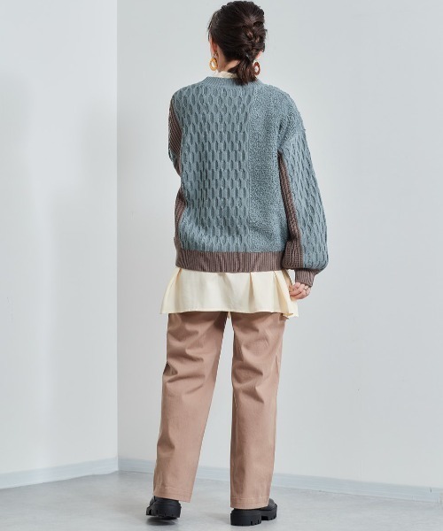 cepo（セポ）の「パッチワークケーブルニット（ニット/セーター・レディース・オフホワイト/サックスブルー・M）」の9枚目の写真