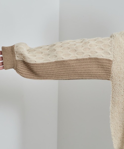 cepo（セポ）の「パッチワークケーブルニット（ニット/セーター・レディース・オフホワイト/サックスブルー・M）」の13枚目の写真