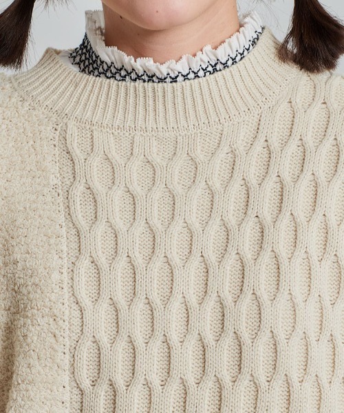 cepo（セポ）の「パッチワークケーブルニット（ニット/セーター・レディース・オフホワイト/サックスブルー・M）」の15枚目の写真