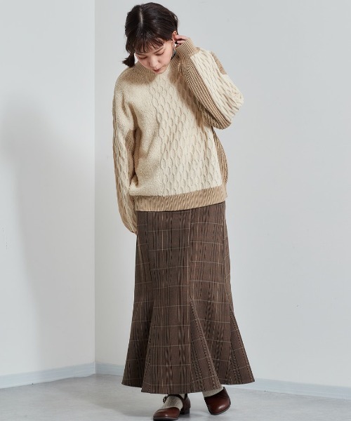 cepo（セポ）の「パッチワークケーブルニット（ニット/セーター・レディース・オフホワイト/サックスブルー・M）」の17枚目の写真