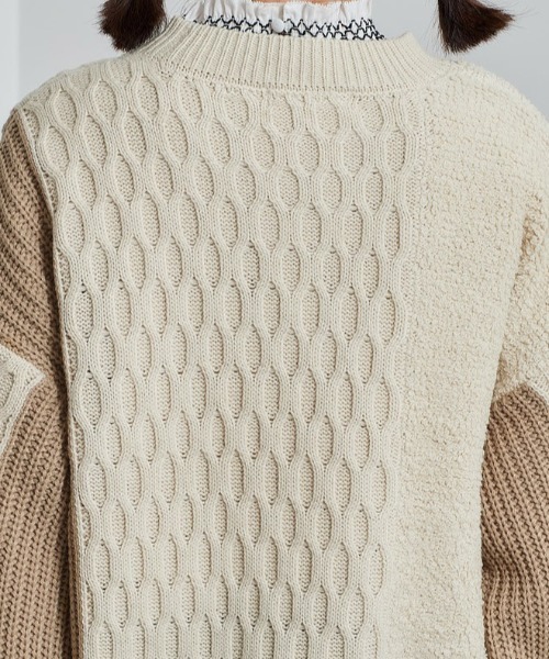 cepo（セポ）の「パッチワークケーブルニット（ニット/セーター・レディース・オフホワイト/サックスブルー・M）」の16枚目の写真