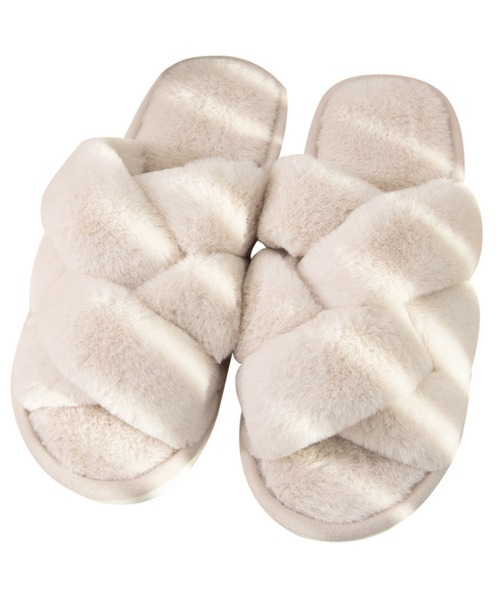 TeddyShop（テディショップ）の「レディース ふんわりあたたかフェイクファースリッパ（ルームシューズ/スリッパ・レディース・ブラック/グレー/ピンクベージュ・23cm/24cm/25cm）」の3枚目の写真