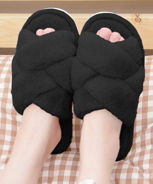 TeddyShop（テディショップ）の「レディース ふんわりあたたかフェイクファースリッパ（ルームシューズ/スリッパ・レディース・ブラック/グレー/ピンクベージュ・23cm/24cm/25cm）」の5枚目の写真