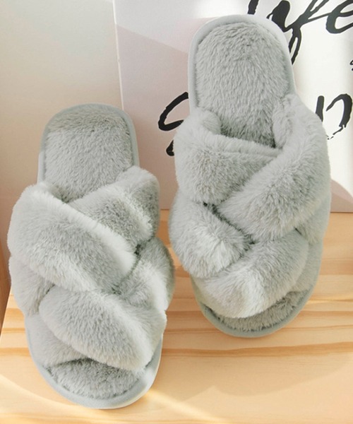 TeddyShop（テディショップ）の「レディース ふんわりあたたかフェイクファースリッパ（ルームシューズ/スリッパ・レディース・ブラック/グレー/ピンクベージュ・23cm/24cm/25cm）」の6枚目の写真