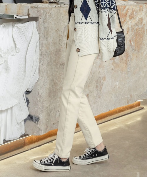 DAY CLOSET（デイ クローゼット）の「レディース 裏起毛ハイウエストストレッチデニムパンツ（デニムパンツ・レディース・ブラウン/アイボリー・S/M/L/2XL/XL/4XL/3XL）」の18枚目の写真