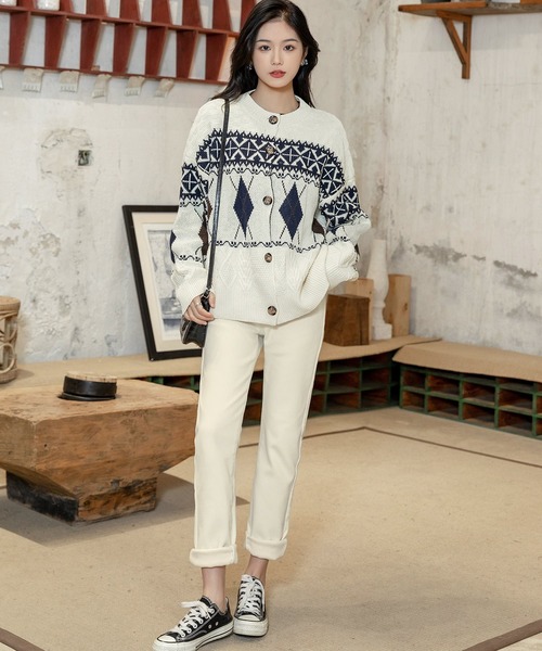 DAY CLOSET（デイ クローゼット）の「レディース 裏起毛ハイウエストストレッチデニムパンツ（デニムパンツ・レディース・ブラウン/アイボリー・S/M/L/2XL/XL/4XL/3XL）」の20枚目の写真