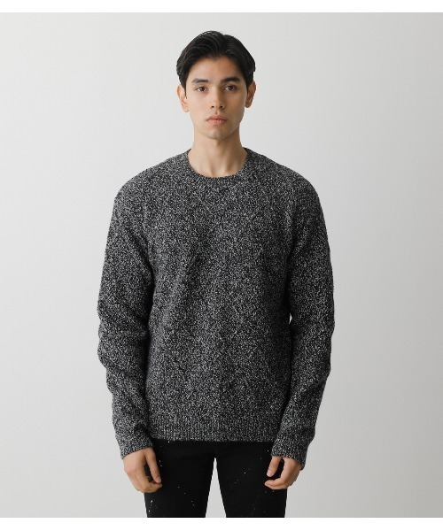 AZUL by moussy(アズールバイマウジー)の「DIAGONAL LATTICE KNIT/ダイアゴナルラティスニット(ニット/セーター・メンズ・ライトピンク/ホワイト/ブラック・LARGE/SMALL/MEDIUM)」の18枚目の写真