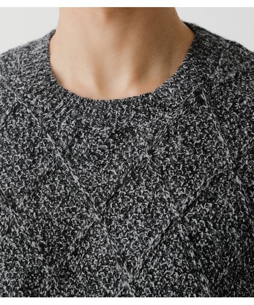 AZUL by moussy(アズールバイマウジー)の「DIAGONAL LATTICE KNIT/ダイアゴナルラティスニット(ニット/セーター・メンズ・ライトピンク/ホワイト/ブラック・LARGE/SMALL/MEDIUM)」の20枚目の写真