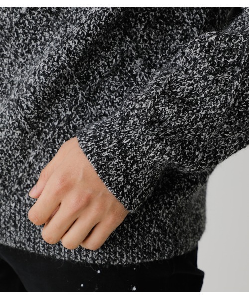 AZUL by moussy(アズールバイマウジー)の「DIAGONAL LATTICE KNIT/ダイアゴナルラティスニット(ニット/セーター・メンズ・ライトピンク/ホワイト/ブラック・LARGE/SMALL/MEDIUM)」の21枚目の写真